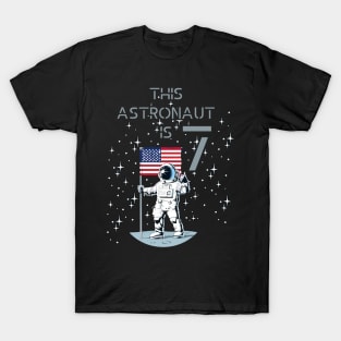 Kids 7th Birthday Astronaut Shirt Boys Gift 7 Year Old Space Geek T-Shirt